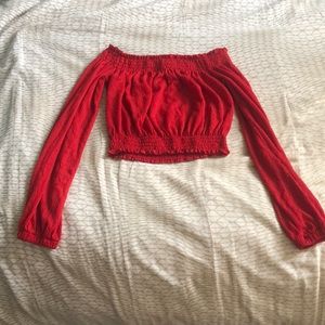 H&M Red off the shoulder crop top